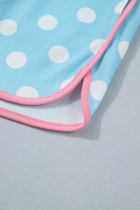 Polka Dot Contrast Trim Casual Short Set