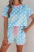 Polka Dot Contrast Trim Casual Short Set