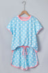 Polka Dot Contrast Trim Casual Short Set