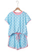 Polka Dot Contrast Trim Casual Short Set