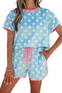 Polka Dot Contrast Trim Casual Short Set