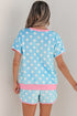 Polka Dot Contrast Trim Casual Short Set
