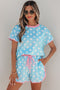 Polka Dot Contrast Trim Casual Short Set