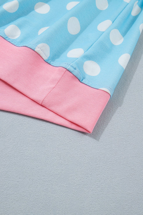 Polka Dot Contrast Trim Casual Short Set