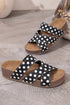 Polka Dot Cross Band Soft Platform Slip On Slippers