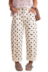 Polka Dot Curved Seam Ankle Barrel Leg Denim Jeans