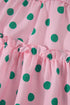 Polka Dot Drawstring Tiered Ruffle Sleeve Babydoll Blouse