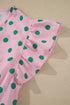 Polka Dot Drawstring Tiered Ruffle Sleeve Babydoll Blouse