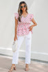 Polka Dot Drawstring Tiered Ruffle Sleeve Babydoll Blouse