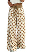 Polka Dot Drawstring Waist Pocket Relaxed Wide Leg Pants