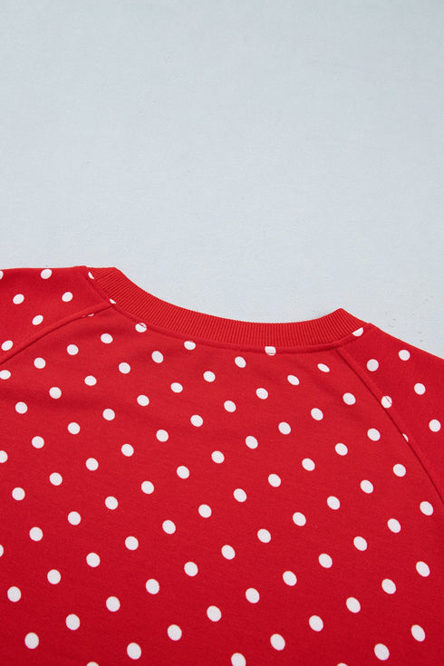 Polka Dot Drawstring Wide Leg Long Sleeve Pant Set