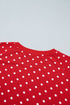 Polka Dot Drawstring Wide Leg Long Sleeve Pant Set