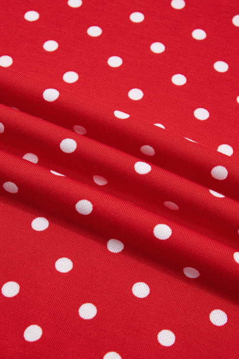 Polka Dot Drawstring Wide Leg Long Sleeve Pant Set