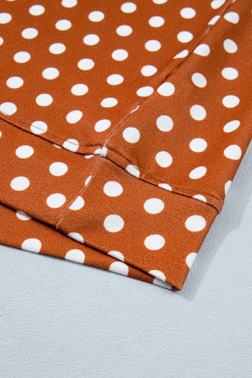 Polka Dot Dropped Shoulder Tee Matching Loungewear Set