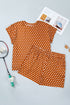 Polka Dot Dropped Shoulder Tee Matching Loungewear Set