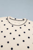 Polka Dot Exposed Seam Loose Tee Drawstring Short Set