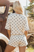 Polka Dot Exposed Seam Loose Tee Drawstring Short Set