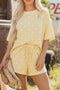 Polka Dot Exposed Seam Loose Tee Drawstring Short Set