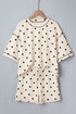 Polka Dot Exposed Seam Loose Tee Drawstring Short Set