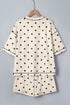 Polka Dot Exposed Seam Loose Tee Drawstring Short Set