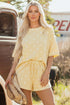 Polka Dot Exposed Seam Loose Tee Drawstring Short Set
