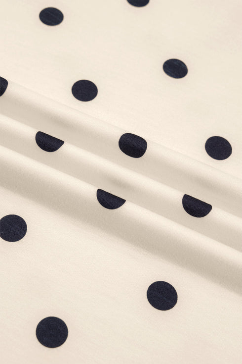 Polka Dot Exposed Seam Loose Tee Drawstring Short Set