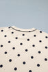 Polka Dot Exposed Seam Loose Tee Drawstring Short Set