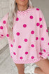 Polka Dot Framed Mock Neck Oversized Tunic Sweatshirt