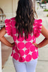 Polka Dot Frilled Collar Flutter Sleeve Blouse