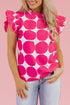 Polka Dot Frilled Collar Flutter Sleeve Blouse