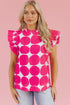 Polka Dot Frilled Collar Flutter Sleeve Blouse