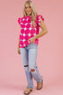 Polka Dot Frilled Collar Flutter Sleeve Blouse