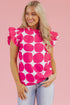 Polka Dot Frilled Collar Flutter Sleeve Blouse