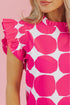 Polka Dot Frilled Collar Flutter Sleeve Blouse