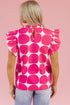 Polka Dot Frilled Collar Flutter Sleeve Blouse
