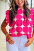 Polka Dot Frilled Collar Flutter Sleeve Blouse