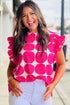 Polka Dot Frilled Collar Flutter Sleeve Blouse