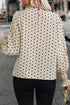 Polka Dot Frilled Stand Collar Lantern Sleeve Blouse