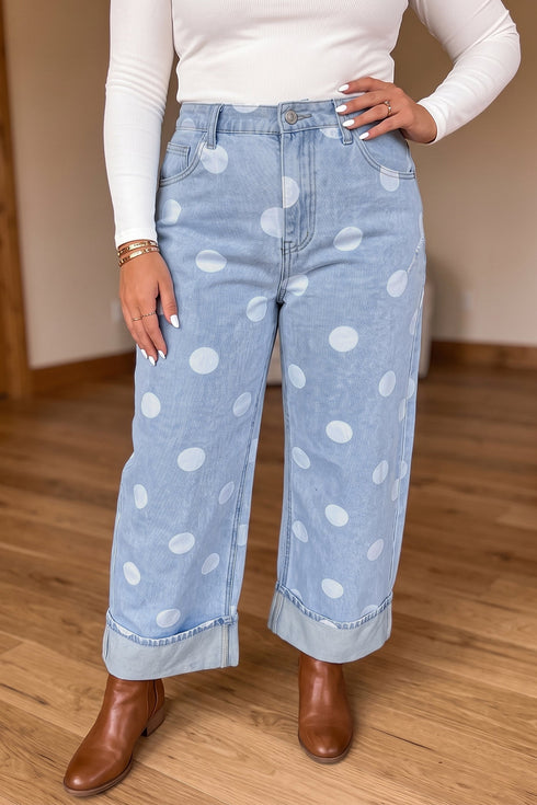 Polka Dot Full Length Regular Fit Jeans