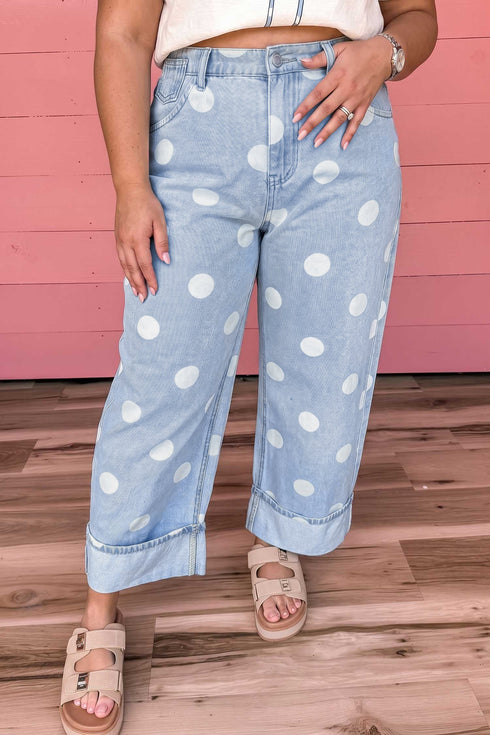 Polka Dot Full Length Regular Fit Jeans