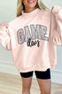 Polka Dot Game Day Slogan Baggy Mock Neck Sweatshirt