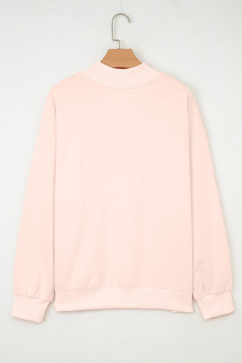 Polka Dot Game Day Slogan Baggy Mock Neck Sweatshirt