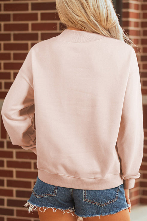 Polka Dot Game Day Slogan Baggy Mock Neck Sweatshirt