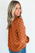 Polka Dot Half Button V Neck Long Sleeve Blouse