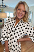 Polka Dot Half Sleeve Collar V Neck Pocketed Casual Mini Dress
