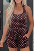 Polka Dot Halter Tank Drawstring Waist Short Set