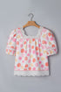 Polka Dot Lace Trim Square Neck Puff Sleeve Blouse