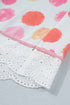 Polka Dot Lace Trim Square Neck Puff Sleeve Blouse