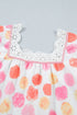 Polka Dot Lace Trim Square Neck Puff Sleeve Blouse