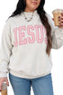 Polka Dot Letter Applique Loose Long Sleeve Pullover Sweatshirt